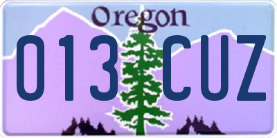 OR license plate 013CUZ