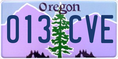 OR license plate 013CVE
