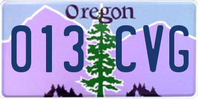 OR license plate 013CVG