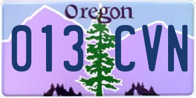 OR license plate 013CVN