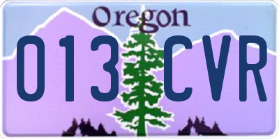 OR license plate 013CVR