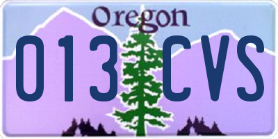 OR license plate 013CVS