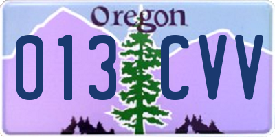 OR license plate 013CVV