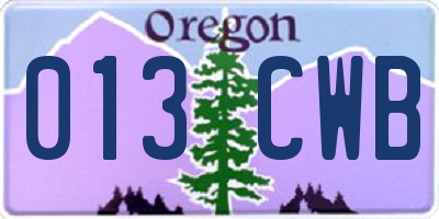 OR license plate 013CWB