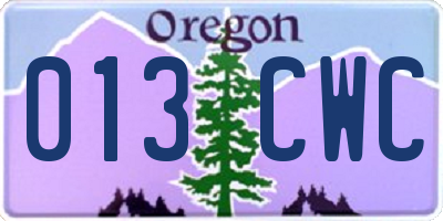 OR license plate 013CWC