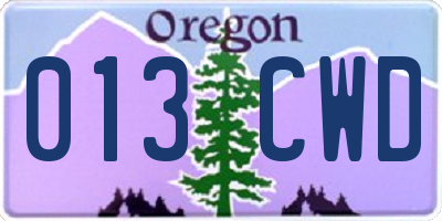 OR license plate 013CWD