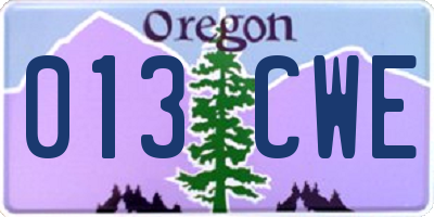 OR license plate 013CWE