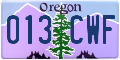 OR license plate 013CWF