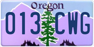 OR license plate 013CWG