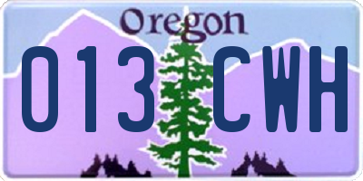 OR license plate 013CWH