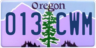 OR license plate 013CWM