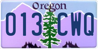 OR license plate 013CWQ