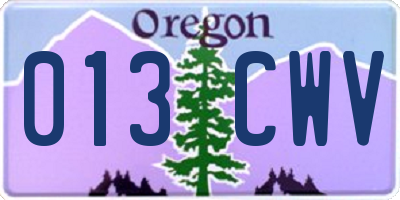 OR license plate 013CWV