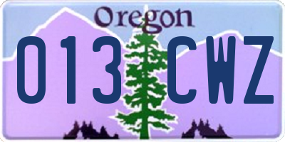 OR license plate 013CWZ