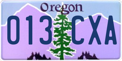 OR license plate 013CXA