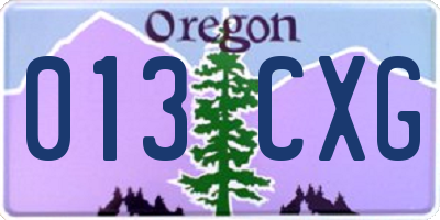 OR license plate 013CXG