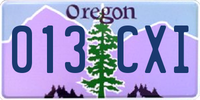 OR license plate 013CXI