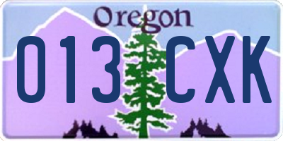 OR license plate 013CXK