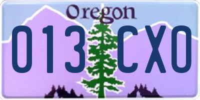 OR license plate 013CXO