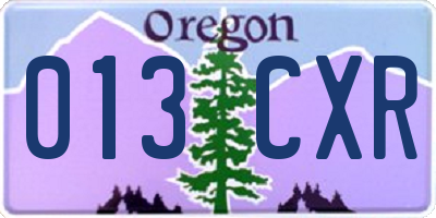 OR license plate 013CXR