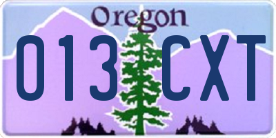 OR license plate 013CXT