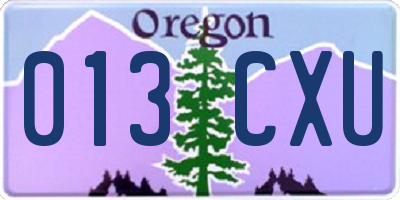 OR license plate 013CXU