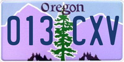 OR license plate 013CXV