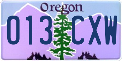 OR license plate 013CXW