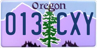 OR license plate 013CXY