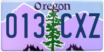 OR license plate 013CXZ