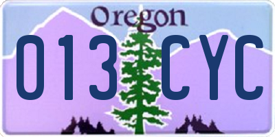 OR license plate 013CYC