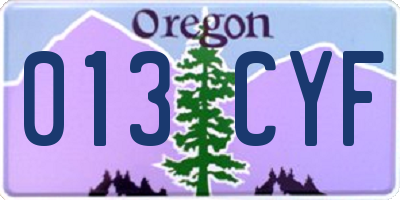 OR license plate 013CYF