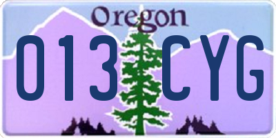 OR license plate 013CYG