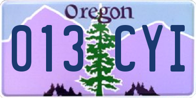 OR license plate 013CYI