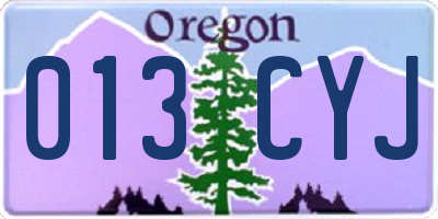 OR license plate 013CYJ