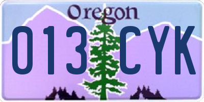 OR license plate 013CYK