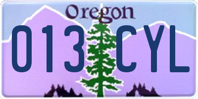 OR license plate 013CYL