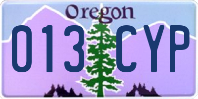 OR license plate 013CYP
