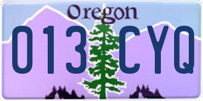 OR license plate 013CYQ