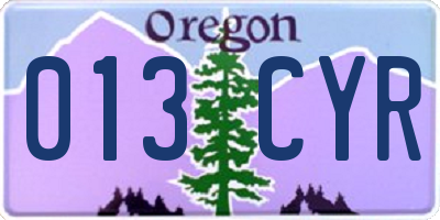 OR license plate 013CYR