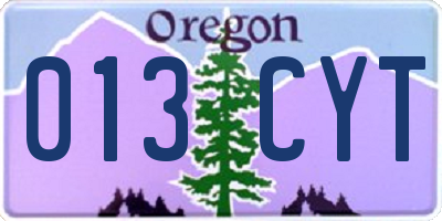 OR license plate 013CYT