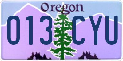OR license plate 013CYU