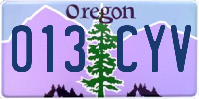 OR license plate 013CYV