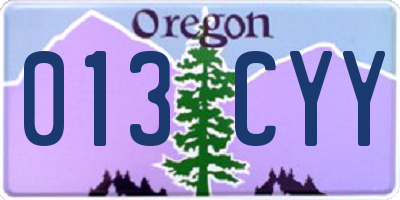 OR license plate 013CYY