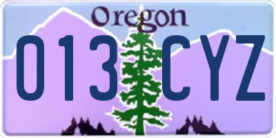 OR license plate 013CYZ