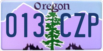 OR license plate 013CZP