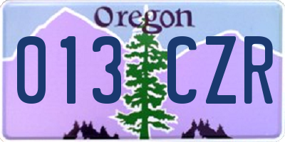 OR license plate 013CZR