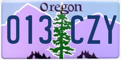 OR license plate 013CZY