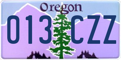 OR license plate 013CZZ