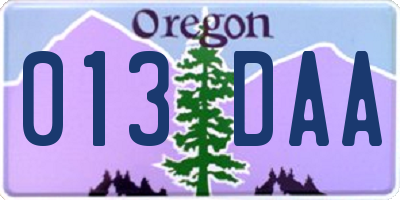 OR license plate 013DAA